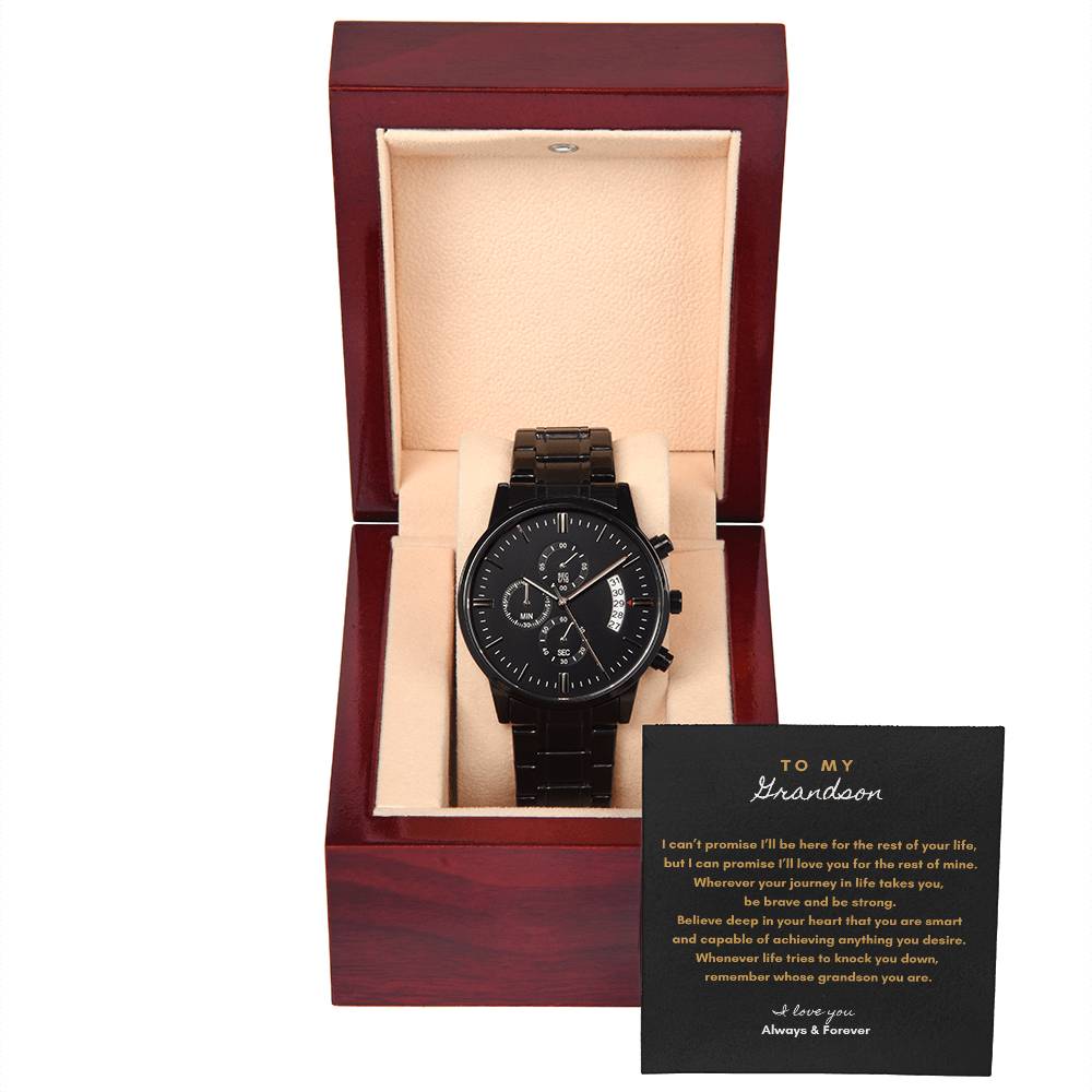 Always & Forever Black Chronograph Watch – Gift of Love & Encouragement for Grandson I Laurelvine - Laurelvine