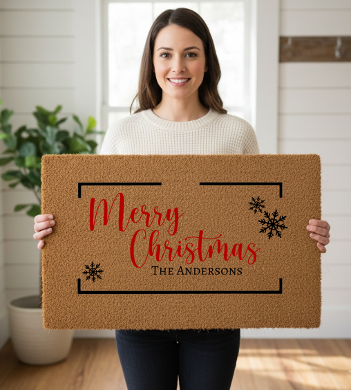 Merry Christmas Personalized Doormat – The Andersons | Custom Holiday Welcome Mat | Laurelvine I Door Mat - Laurelvine