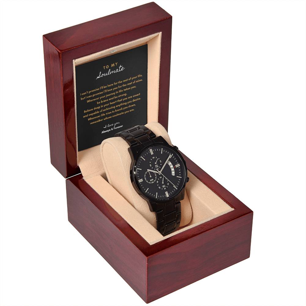 Always & Forever Black Chronograph Watch – Gift of Love & Encouragement for Soulmate I Laurelvine - Laurelvine