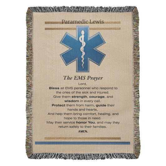Luxe EMS Prayer Blanket – Personalized First Responder Gift | Honor & Comfort for EMTs & Paramedics