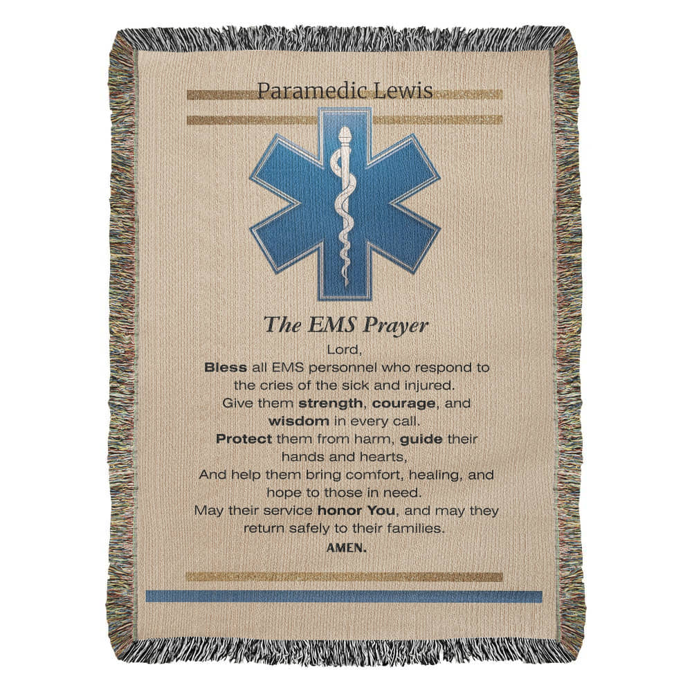 Luxe EMS Prayer Blanket – Personalized First Responder Gift | Honor & Comfort for EMTs & Paramedics