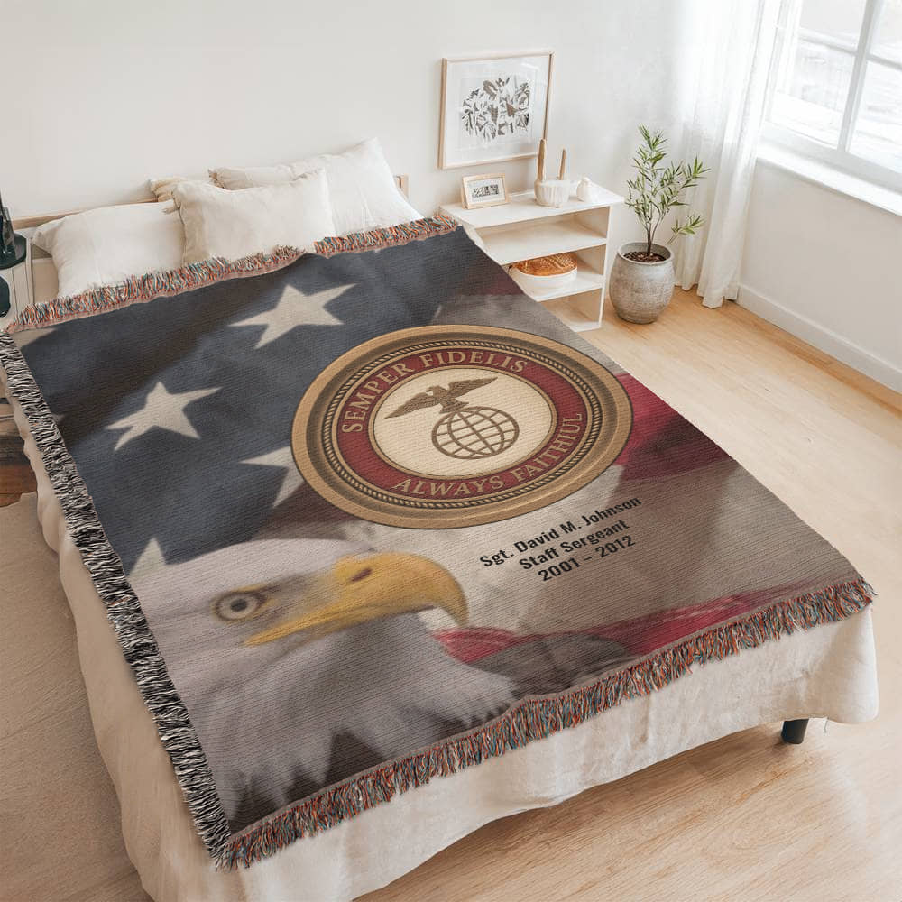 Marine Veteran Blanket – Personalized Military Gift | LaurelVine - Laurelvine