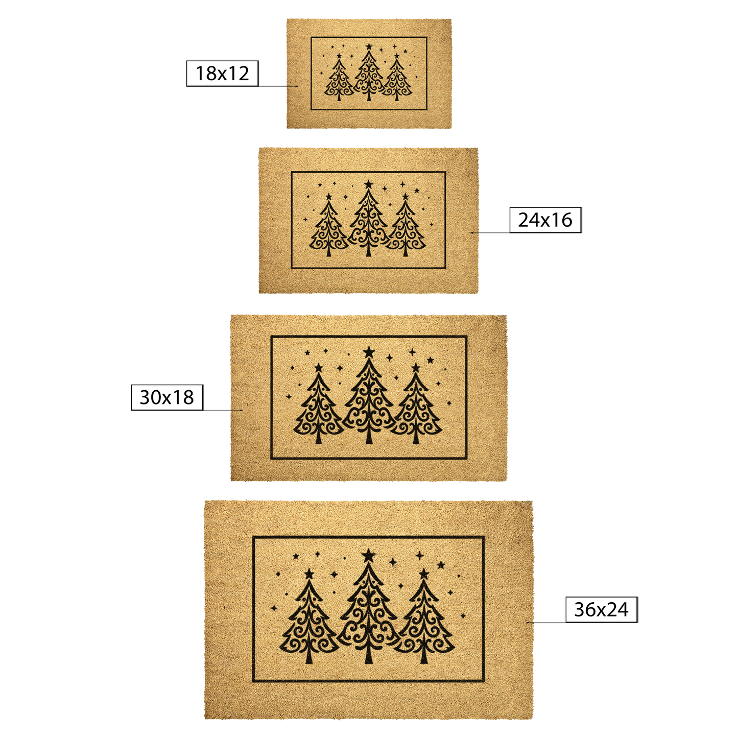 Merry Christmas Tree Doormat – Festive Holiday Front Door Mat with White Tree Design | Laurelvine - Laurelvine