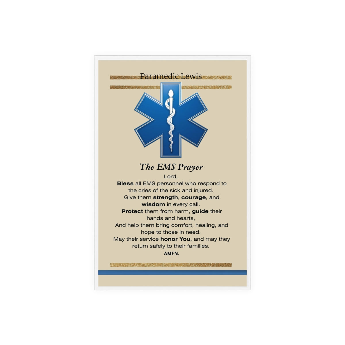 EMS Acrylic Tribute Sign with Wooden Stand | Star of Life Desk Gift for EMTs & Paramedics