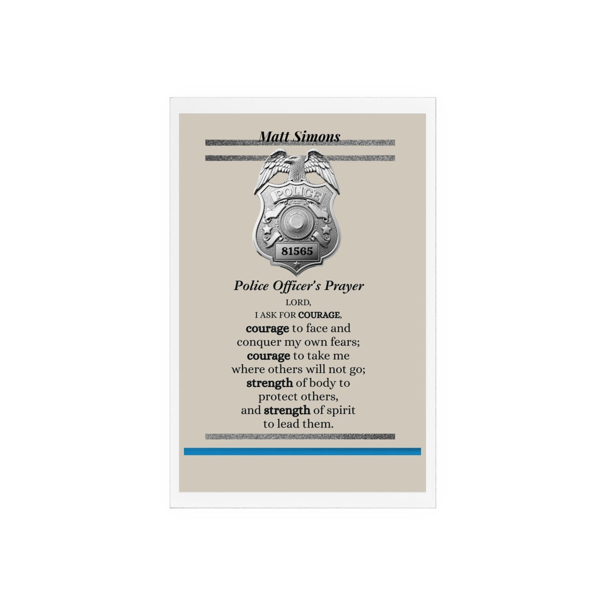 Police Acrylic Tribute Sign with Wooden Stand | Thin Blue Line Desk Decor GiftAcrylic Sign with Wooden Stand