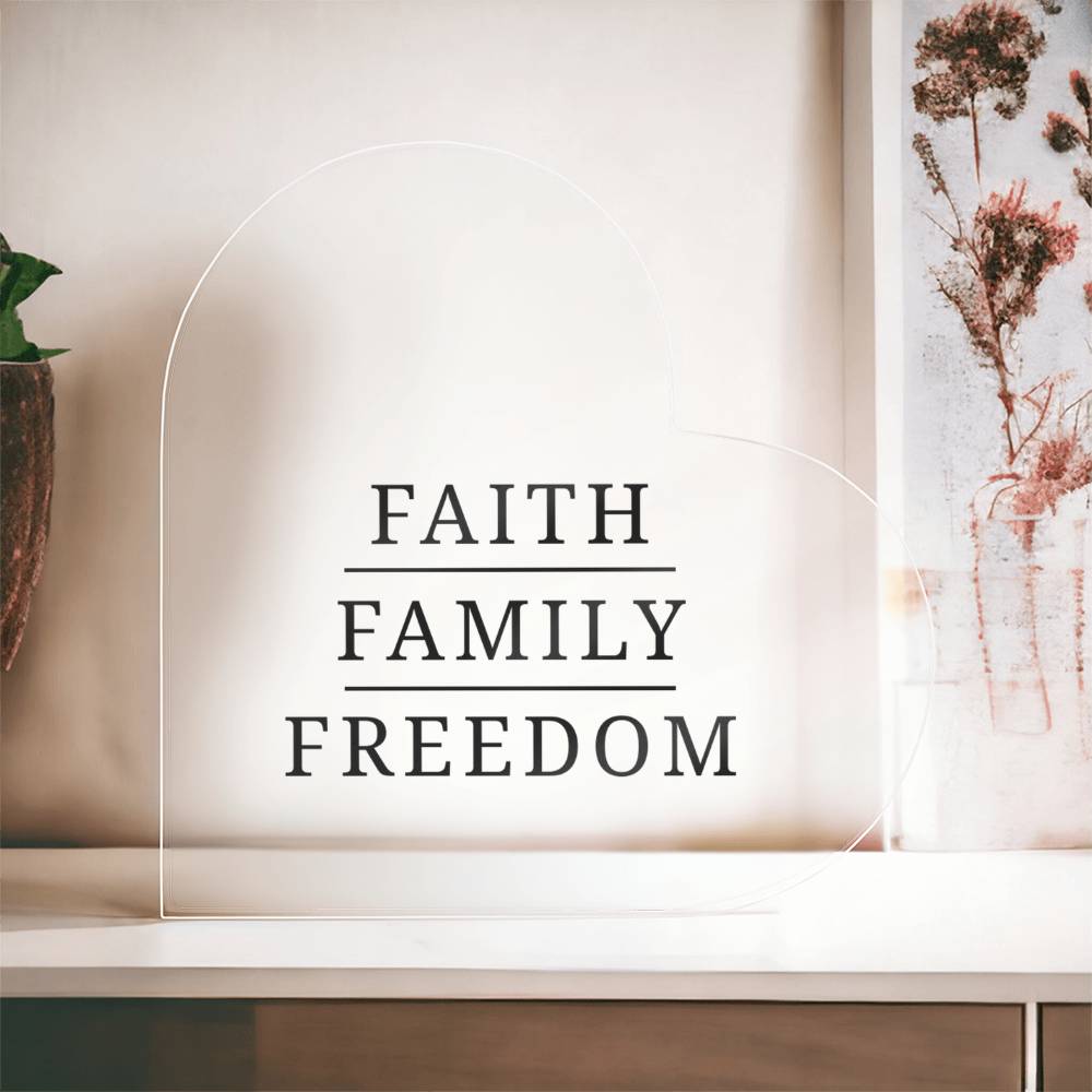 Faith • Family • Freedom Acrylic Heart – Military & First Responder Tribute - Laurelvine