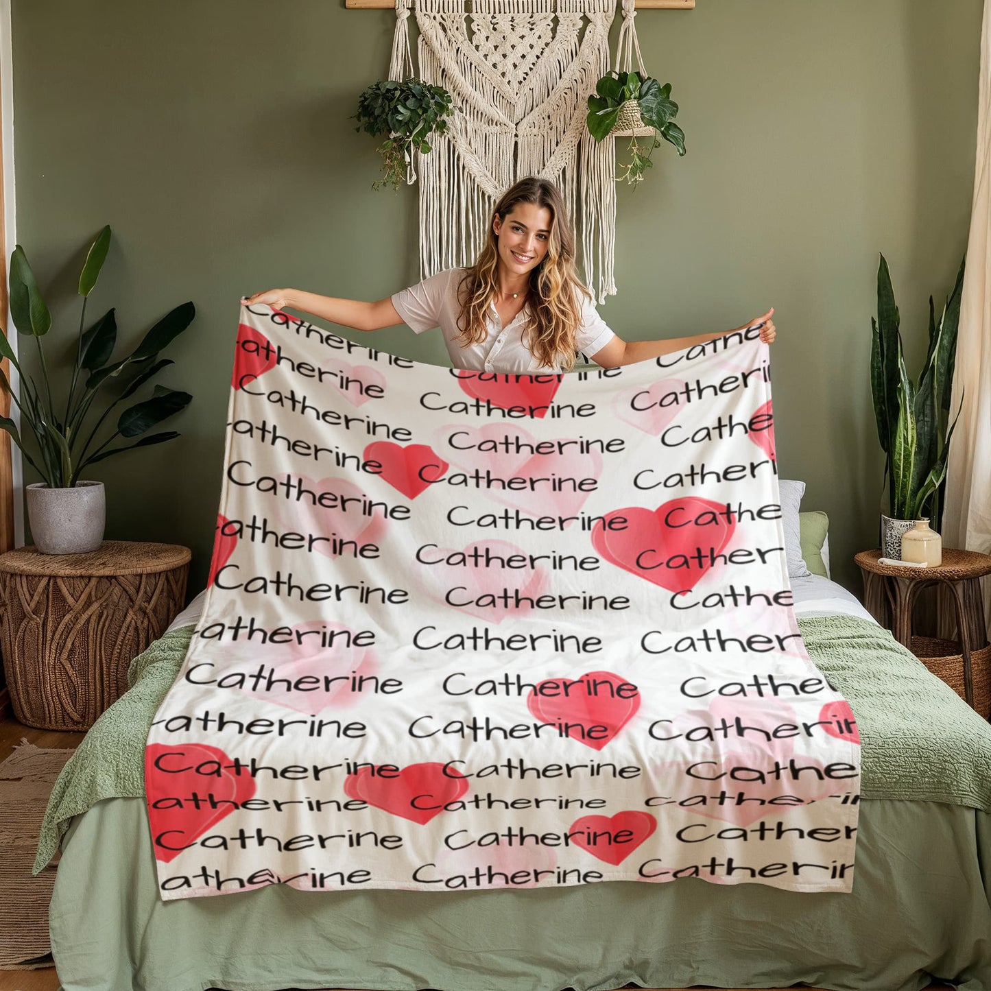 Personalized Heart Plush Blanket – Custom Name Velveteen Throw, A Cozy Gift of Love for Christmas, Hanukkah, & Birthdays I Laurelvine - Laurelvine 