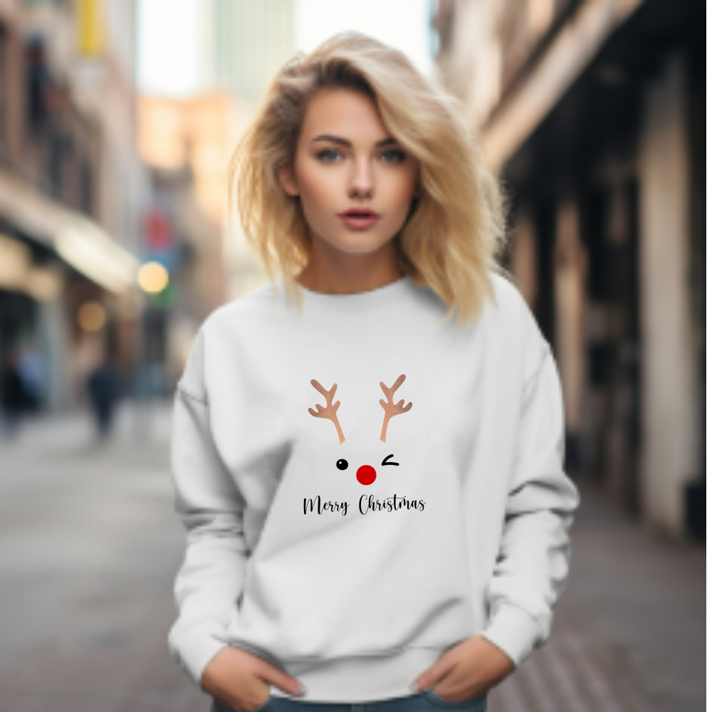 “Rudolph Noir” Sweatshirt – A Minimalist Ode to Holiday Wonder I Laurelvine - Laurelvine 