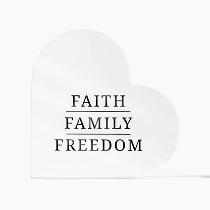 Faith • Family • Freedom Acrylic Heart – Military & First Responder Tribute - Laurelvine 