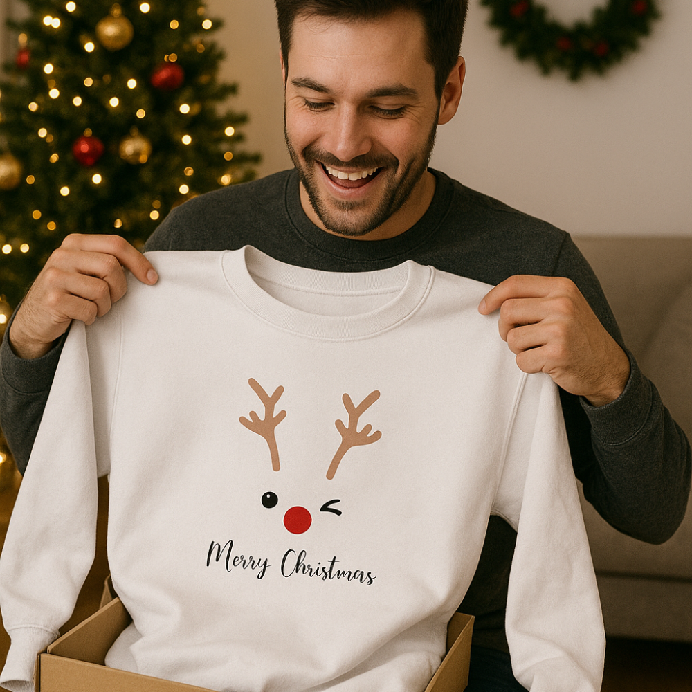 “Rudolph Noir” Sweatshirt – A Minimalist Ode to Holiday Wonder I Laurelvine - Laurelvine 