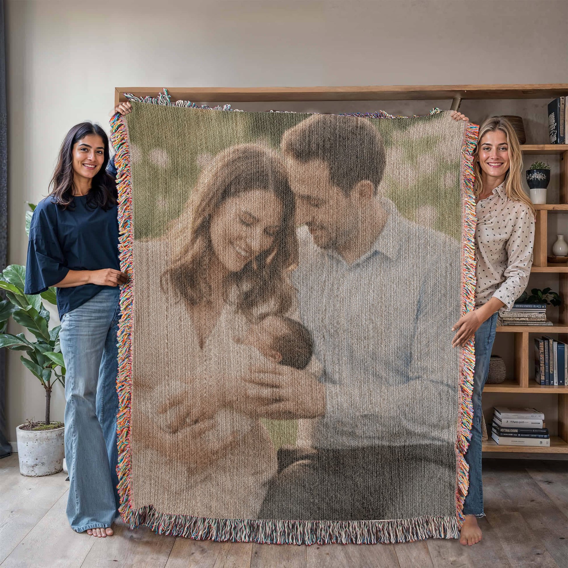 Personalized Photo Woven Throw Blanket | Custom Cotton Family Gift | Anniversary & Birthday Keepsake I Laurelvine - Laurelvine 