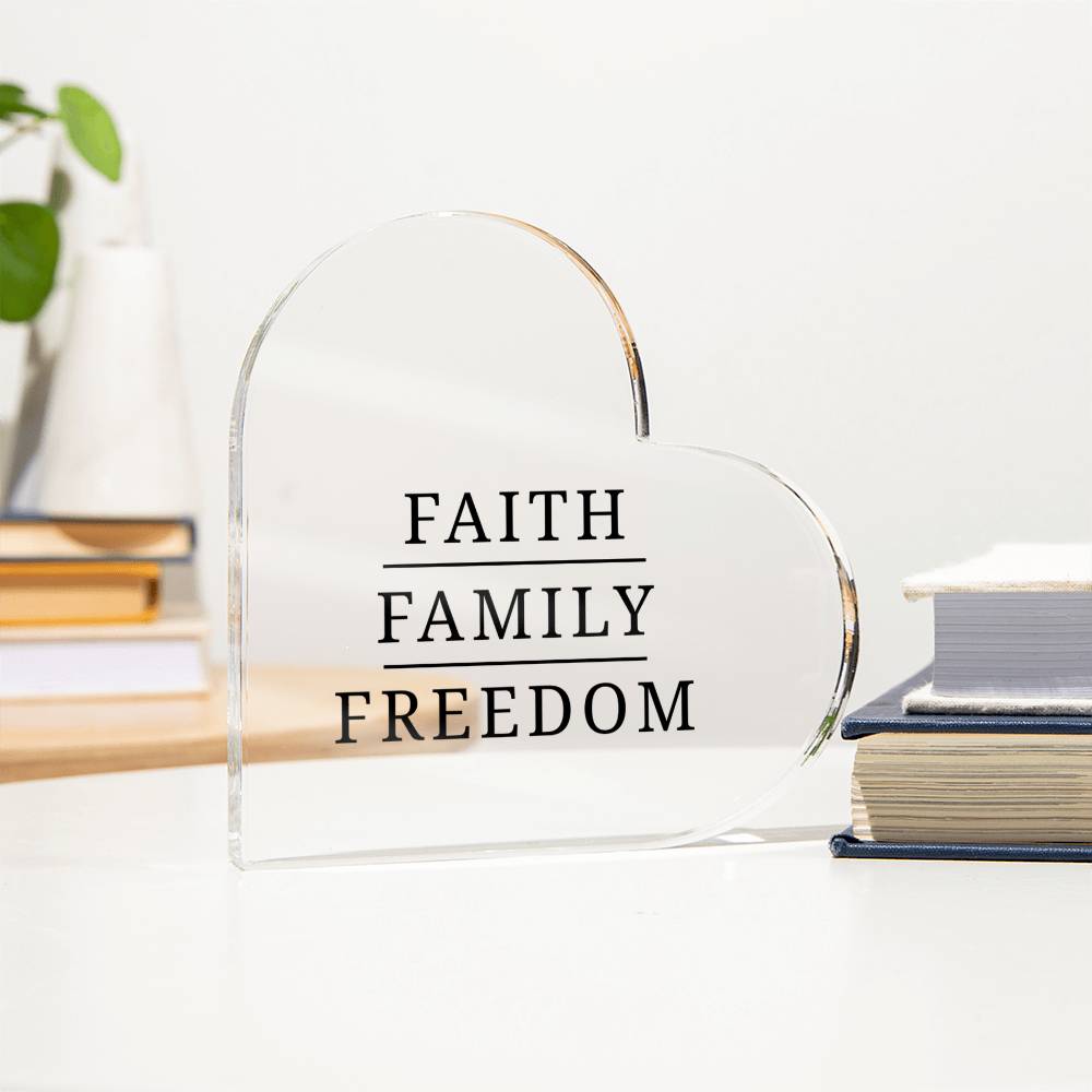 Faith • Family • Freedom Acrylic Heart – Military & First Responder Tribute - Laurelvine 