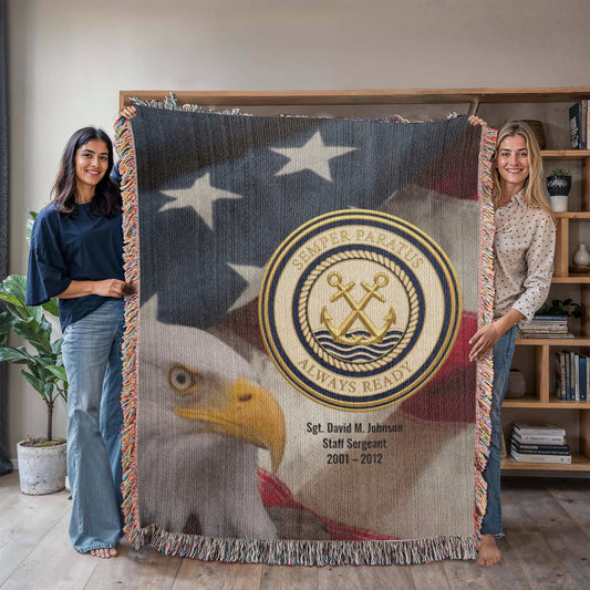 US Coast Guard Veteran Blanket – Personalized Military Gift | LaurelVine - Laurelvine 
