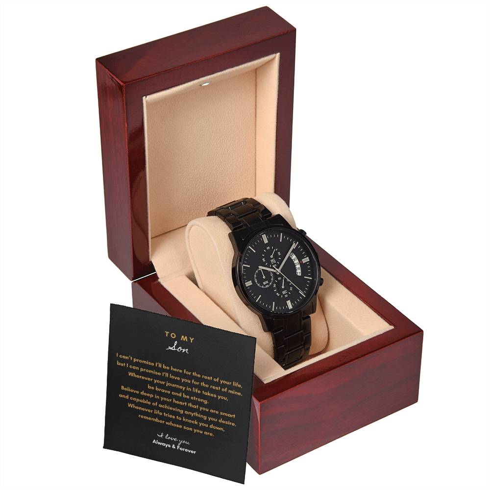 Always & Forever Black Chronograph Watch – Gift of Love & Encouragement for Son I Laurelvine - Laurelvine 