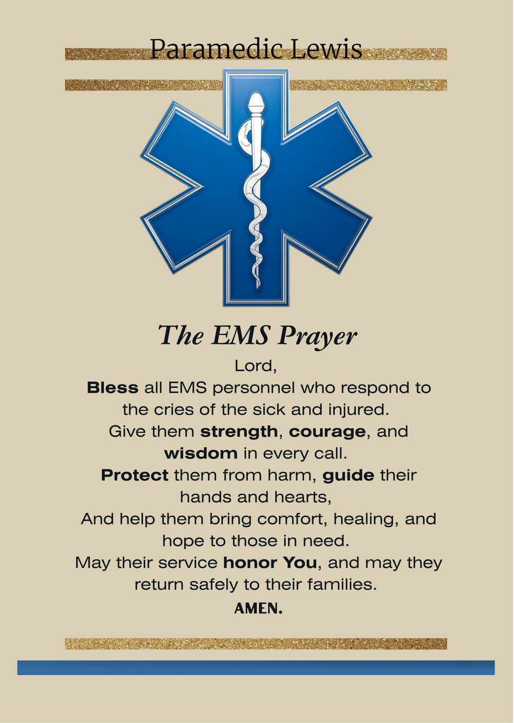 Luxe EMS Prayer Blanket – Personalized First Responder Gift | Honor & Comfort for EMTs & Paramedics