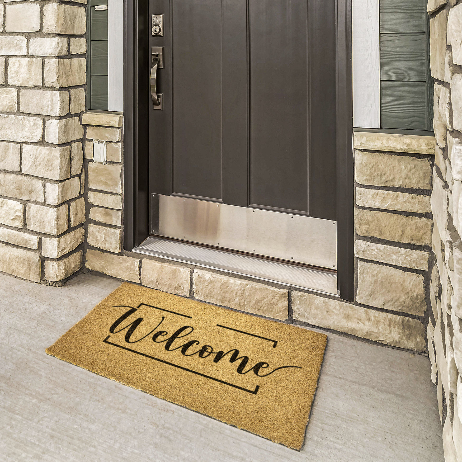 Welcome Doormat with Elegant Script Border – Stylish Coir Front Door Mat for Home Entry | LaurelVine - Laurelvine 