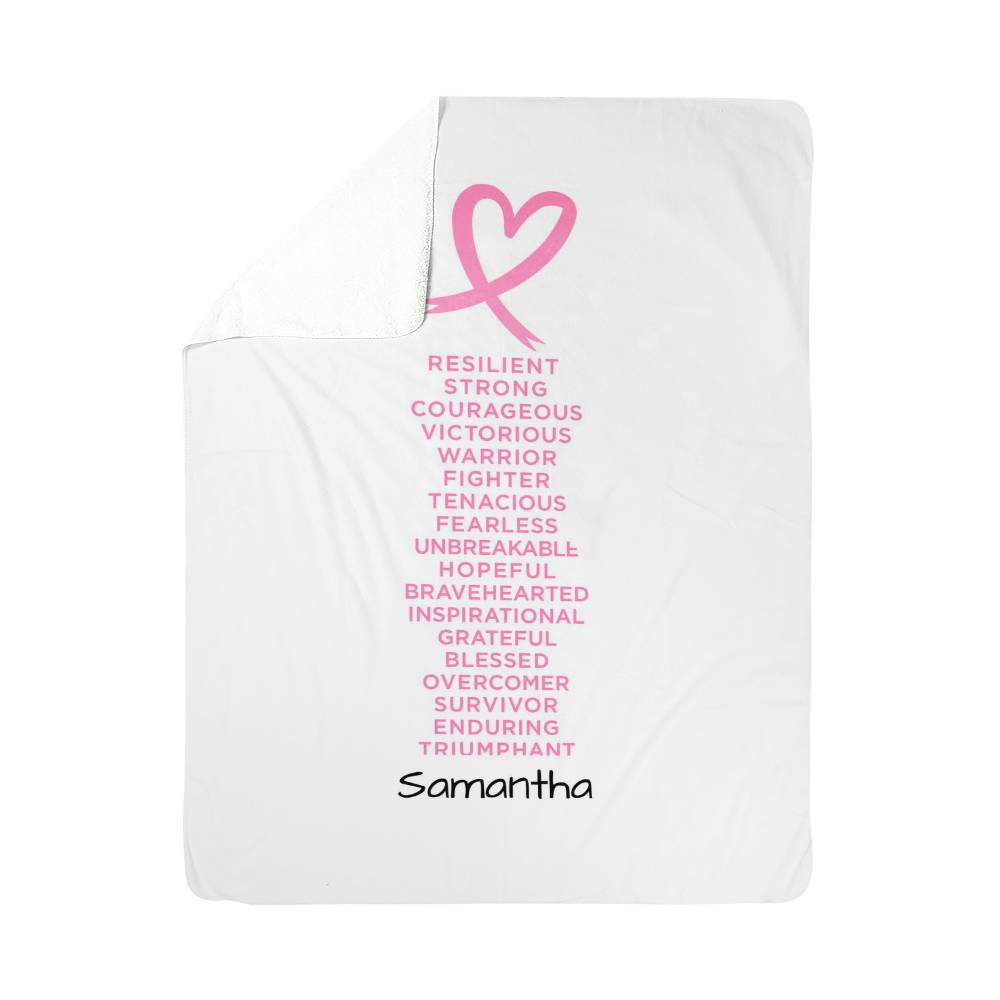 Inspirational Sherpa Fleece Blanket, Cozy Throw for Cancer Awareness, Support Gift, Motivational Home Decor, Soft Comforter, Self-Care Gift I Laurelvine - Laurelvine 