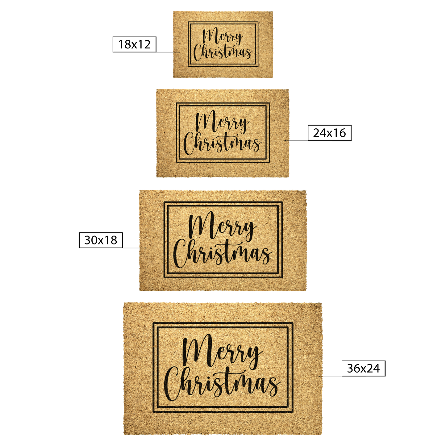 Merry Christmas Doormat with Black Border – Holiday Welcome Mat | Festive Front Door Decor | Laurelvne - Laurelvine 