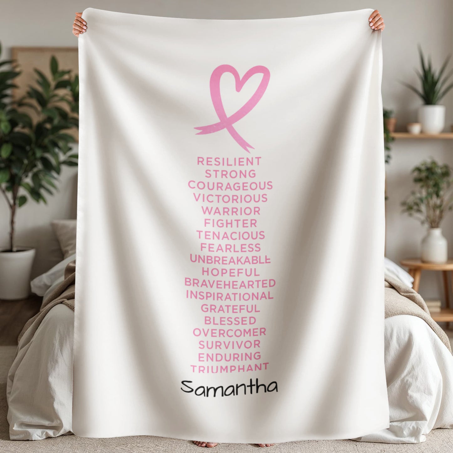 Inspirational Sherpa Fleece Blanket, Cozy Throw for Cancer Awareness, Support Gift, Motivational Home Decor, Soft Comforter, Self-Care Gift I Laurelvine - Laurelvine 