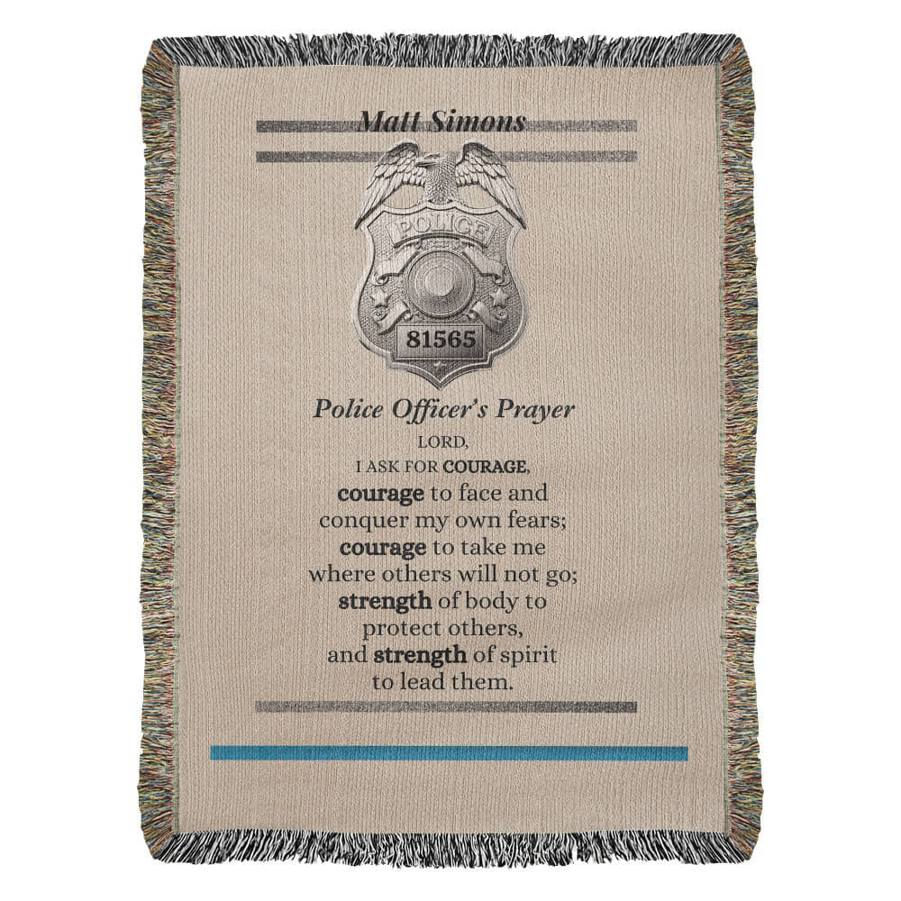 Luxe Police Prayer Blanket – Honor & Protection Tribute Gift | Premium Law Enforcement Keepsake