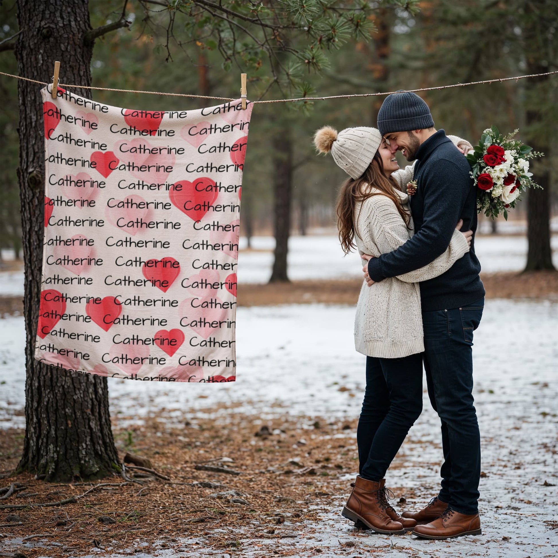 Personalized Heart Plush Blanket – Custom Name Velveteen Throw, A Cozy Gift of Love for Christmas, Hanukkah, & Birthdays I Laurelvine - Laurelvine 