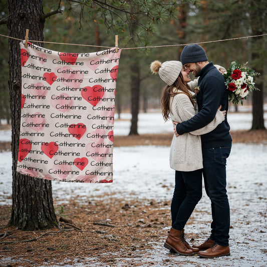 Personalized Heart Plush Blanket – Custom Name Velveteen Throw, A Cozy Gift of Love for Christmas, Hanukkah, & Birthdays I Laurelvine - Laurelvine 