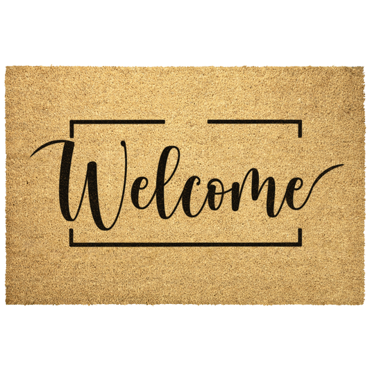 Welcome Doormat with Elegant Script Border – Stylish Coir Front Door Mat for Home Entry | LaurelVine - Laurelvine