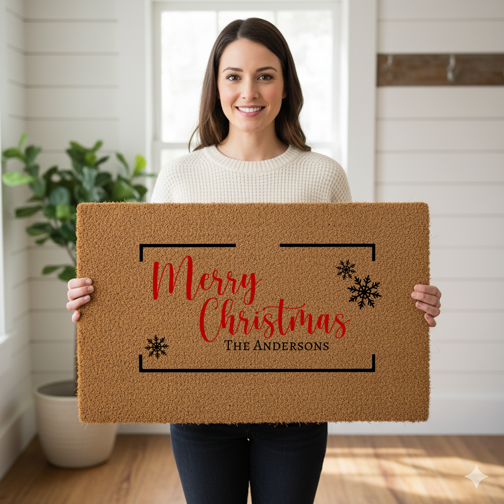 Merry Christmas Personalized Doormat – The Andersons | Custom Holiday Welcome Mat | Laurelvine I Door Mat - Laurelvine 