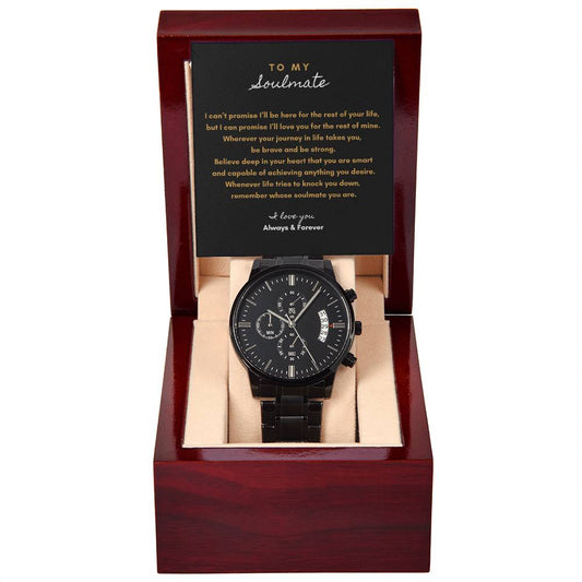 Always & Forever Black Chronograph Watch – Gift of Love & Encouragement for Soulmate I Laurelvine - Laurelvine 