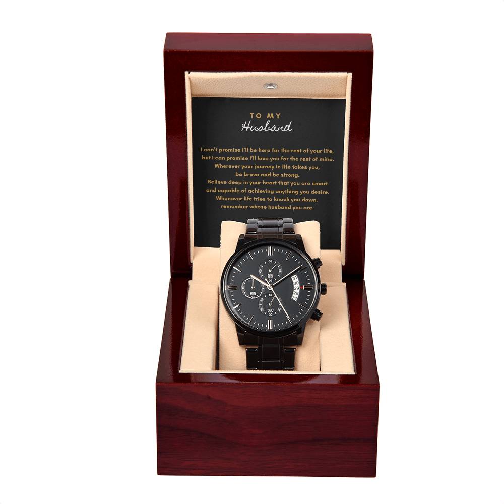 Always & Forever Black Chronograph Watch – Gift of Love & Encouragement for Husband I Laurelvine - Laurelvine 