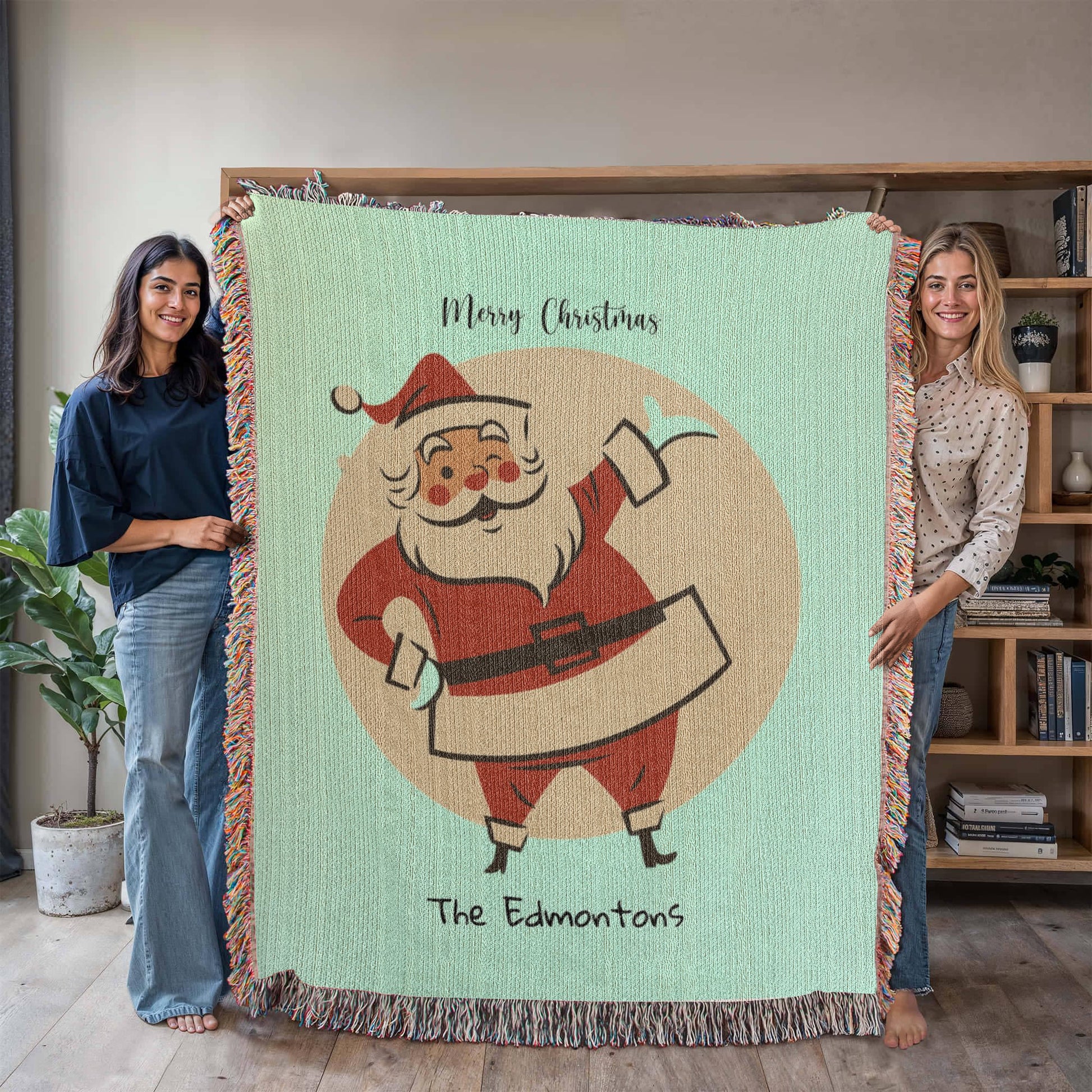 Personalized Vintage Santa Woven Throw Blanket – Luxury Christmas Heirloom Gift I Laurelvine - Laurelvine 