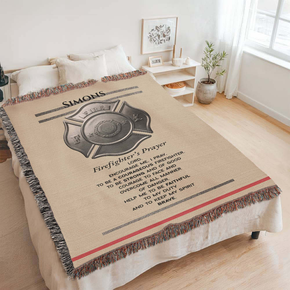 Luxe Firefighter’s Prayer Blanket – Courage & Duty Tribute Gift | Premium First Responder KeepsakeFirst Responder Gift