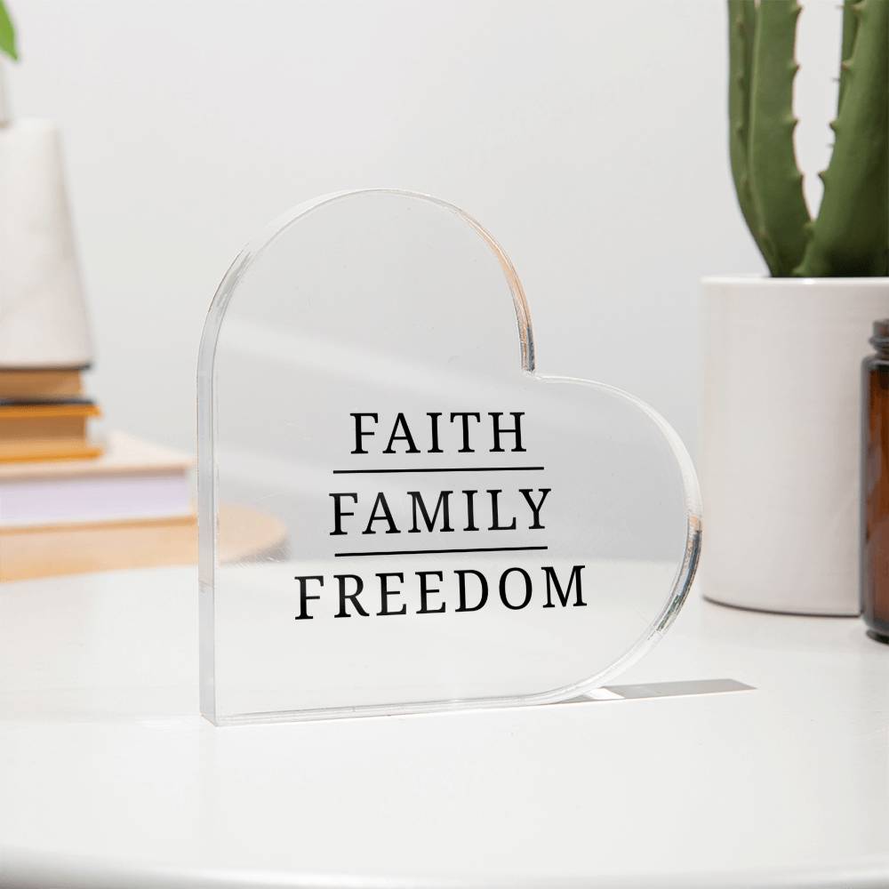 Faith • Family • Freedom Acrylic Heart – Military & First Responder Tribute - Laurelvine 