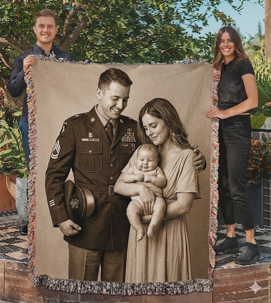 Wrapped in Love – Personalized Photo Woven Throw Blanket