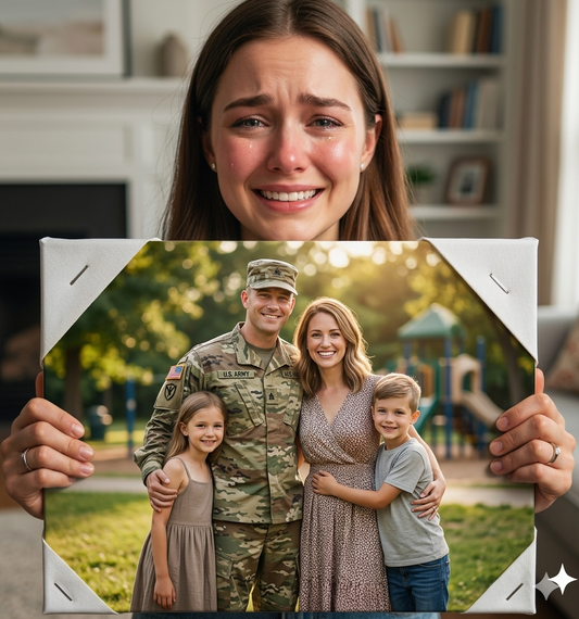 Love Across the Miles – Custom Restored Photo Canvas for Military and First Responder Families