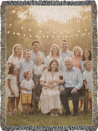 Personalized Photo Woven Throw Blanket | Custom Cotton Family Gift | Anniversary & Birthday Keepsake I Laurelvine - Laurelvine 