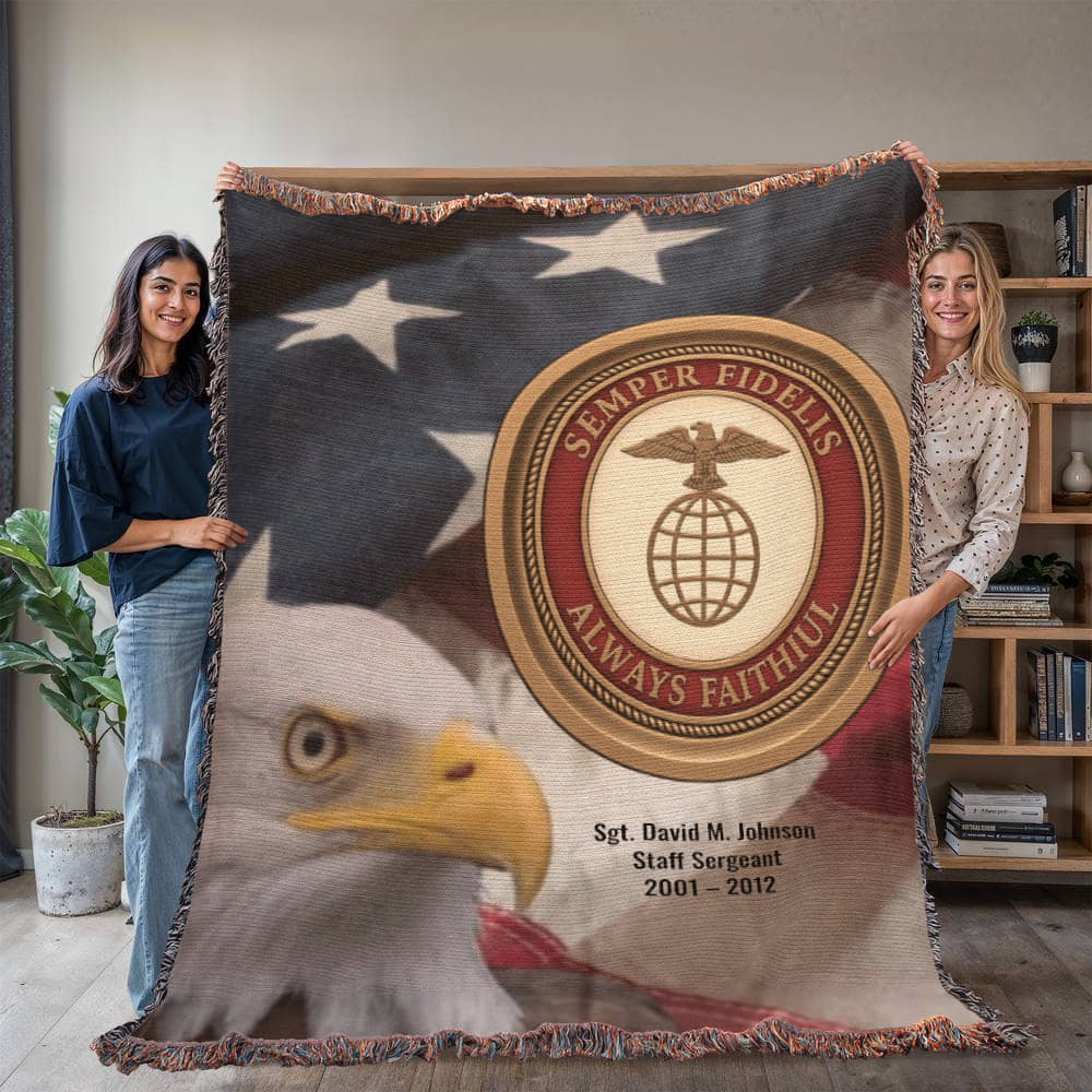 Marine Veteran Blanket – Personalized Military Gift | LaurelVine - Laurelvine 