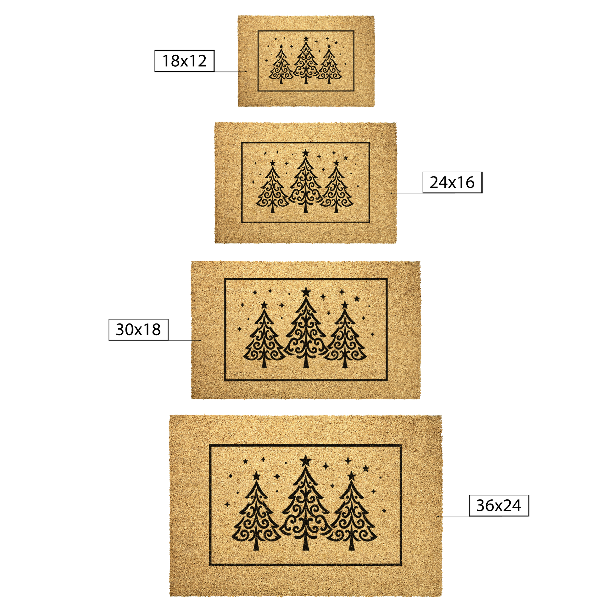 Merry Christmas Tree Doormat – Festive Holiday Front Door Mat with White Tree Design | Laurelvine - Laurelvine 