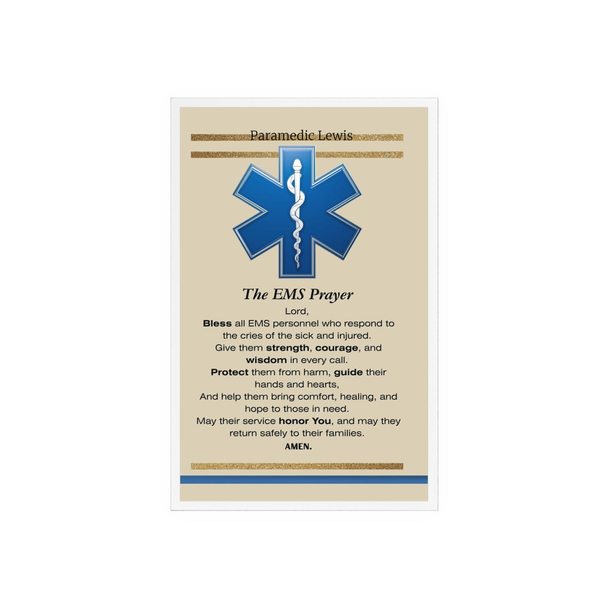 EMS Acrylic Tribute Sign with Wooden Stand | Star of Life Desk Gift for EMTs & Paramedics