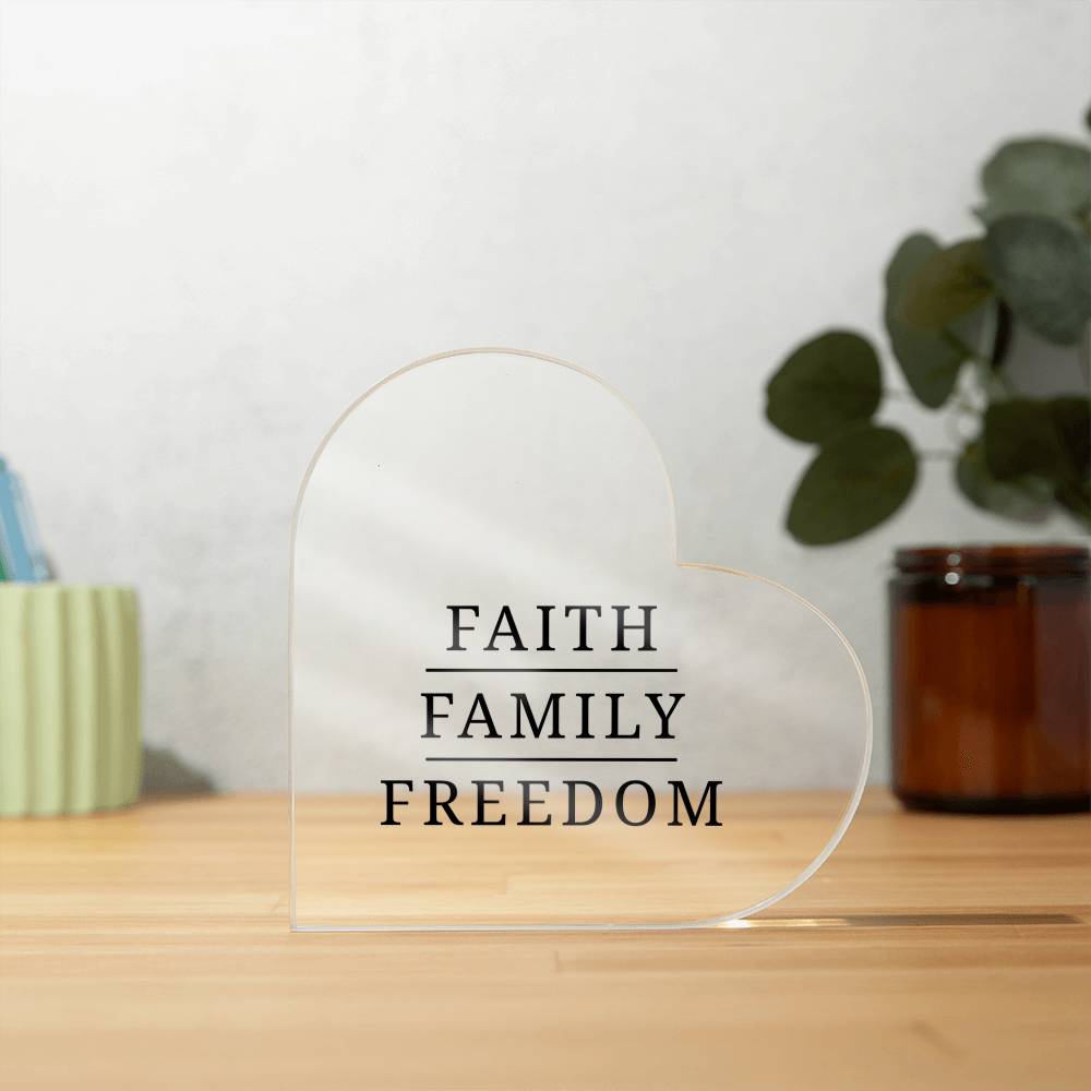 Faith • Family • Freedom Acrylic Heart – Military & First Responder Tribute - Laurelvine 