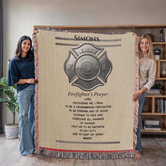 Luxe Firefighter’s Prayer Blanket – Courage & Duty Tribute Gift | Premium First Responder KeepsakeFirst Responder Gift