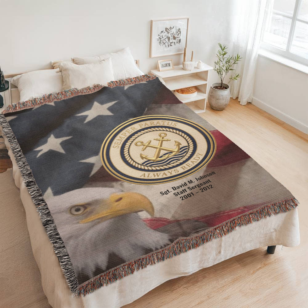 US Coast Guard Veteran Blanket – Personalized Military Gift | LaurelVine - Laurelvine 
