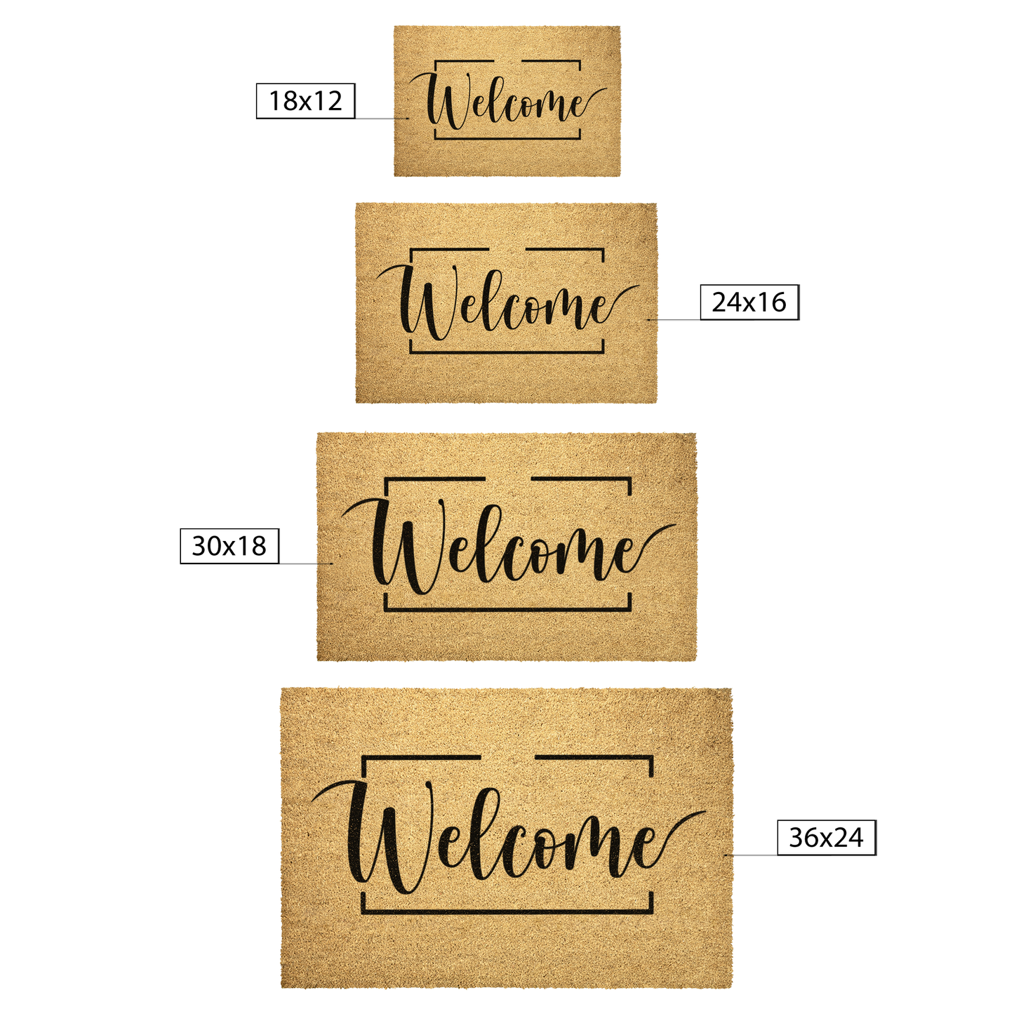 Welcome Doormat with Elegant Script Border – Stylish Coir Front Door Mat for Home Entry | LaurelVine - Laurelvine 