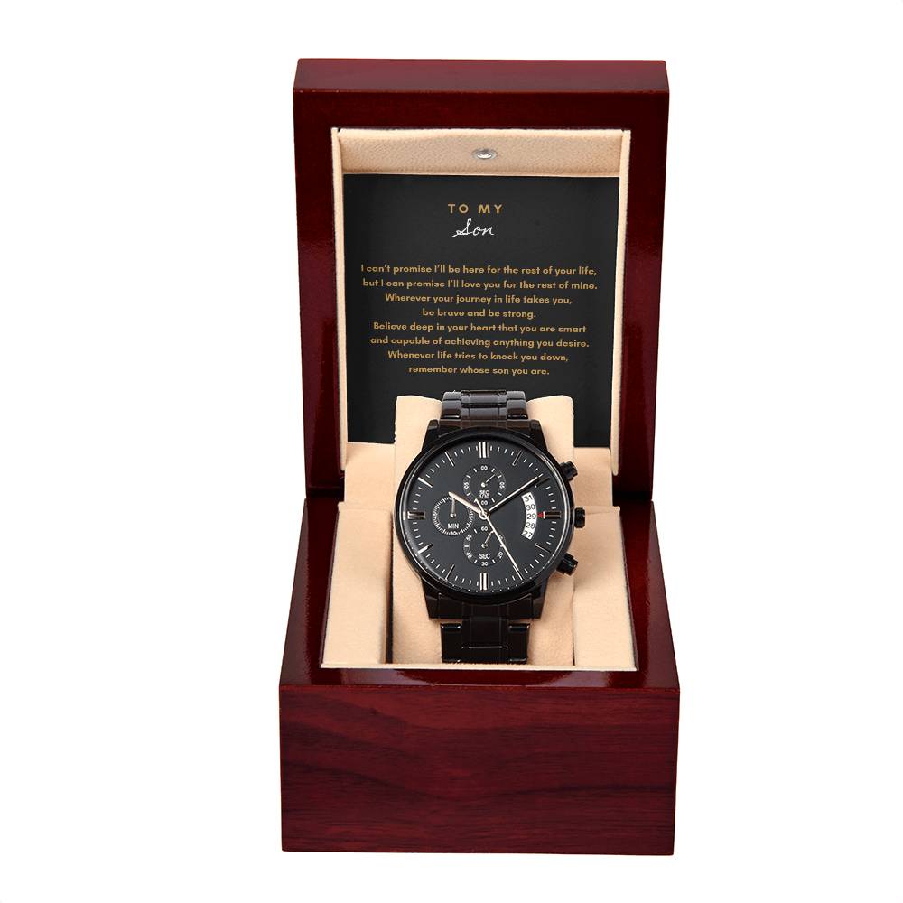 Always & Forever Black Chronograph Watch – Gift of Love & Encouragement for Son I Laurelvine - Laurelvine 