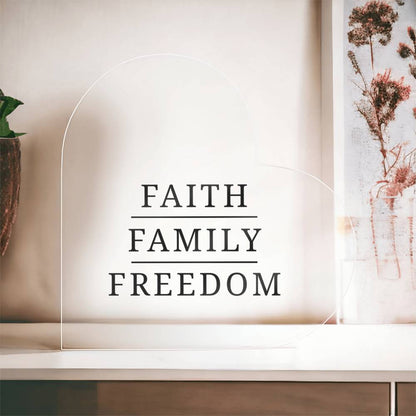 Faith • Family • Freedom Acrylic Heart – Military & First Responder Tribute - Laurelvine 