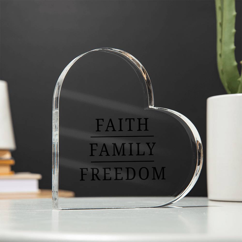 Faith • Family • Freedom Acrylic Heart – Military & First Responder Tribute - Laurelvine 
