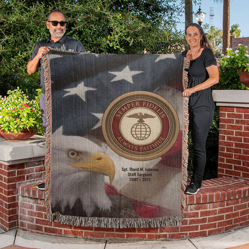Marine Veteran Blanket – Personalized Military Gift | LaurelVine - Laurelvine 